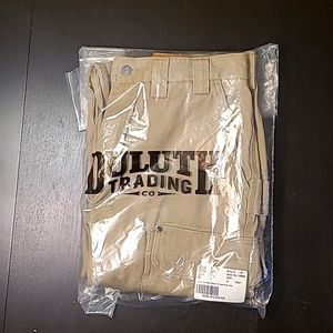 NWT Duluth Men's Fire Hose Relaxed Fit Cargo Work Pants Desert Khaki waist 30